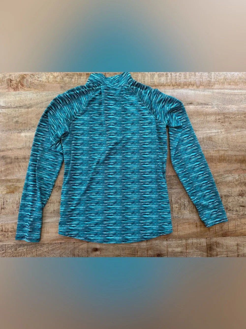 Justice Girls Size 16 Teal Space Dye Quarter Zip Athletic Pullover Active Top